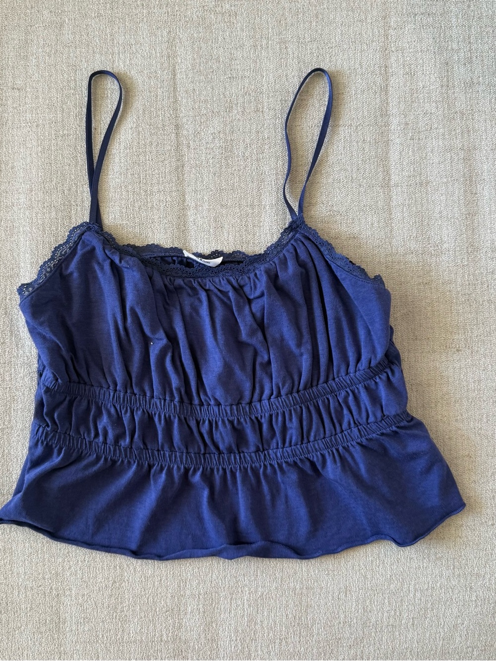 Cotton On Navy Blue Spaghetti Strap Ruffle Tank Top
